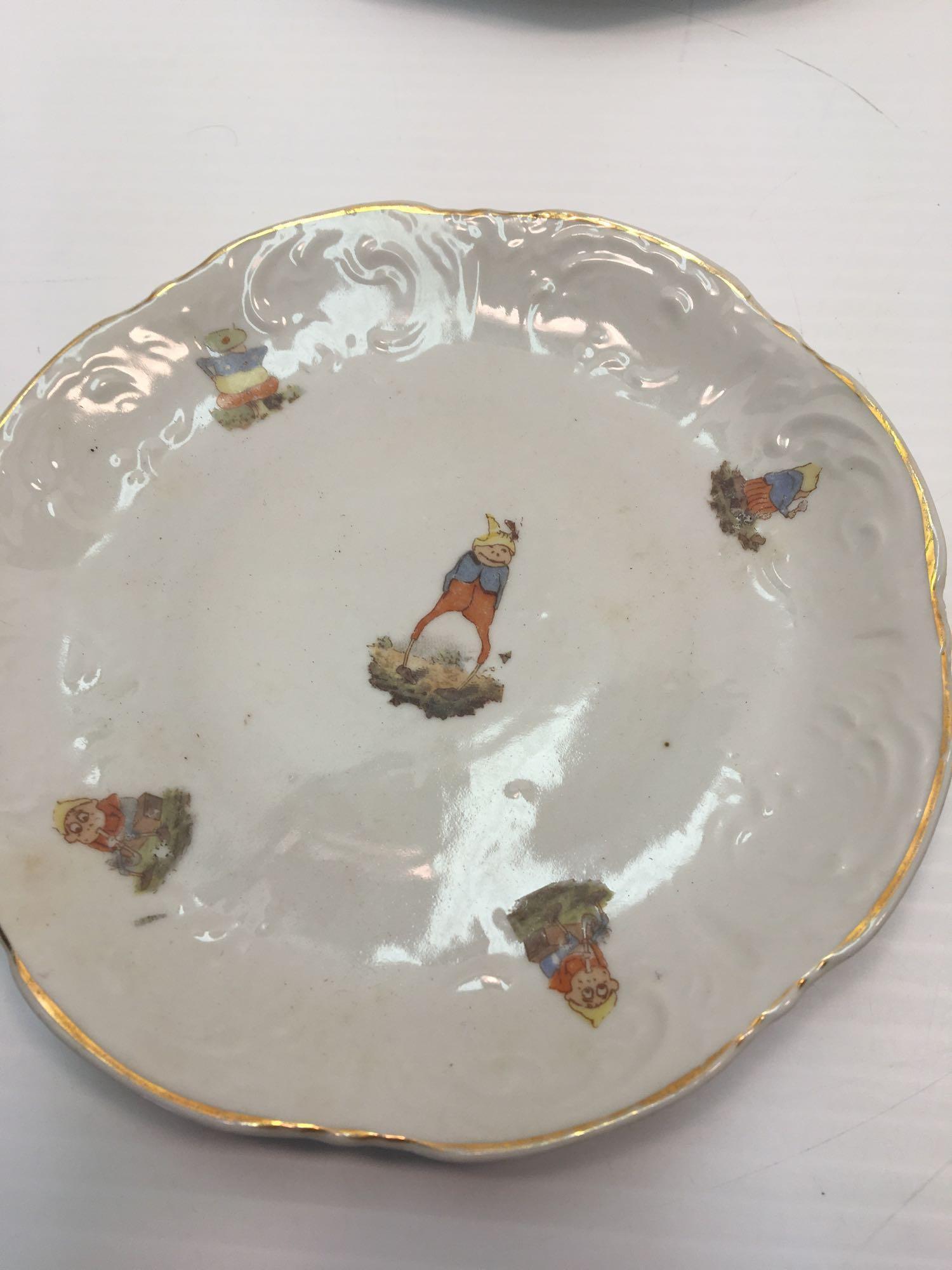 Vintage BUSTER BROWN plate,vintage salt cellar/lid, children's plates, bulldog plate