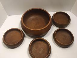 Wooden salad bowl set (serving bowl, 4- bowls)