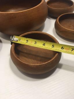 Wooden salad bowl set (serving bowl, 4- bowls)