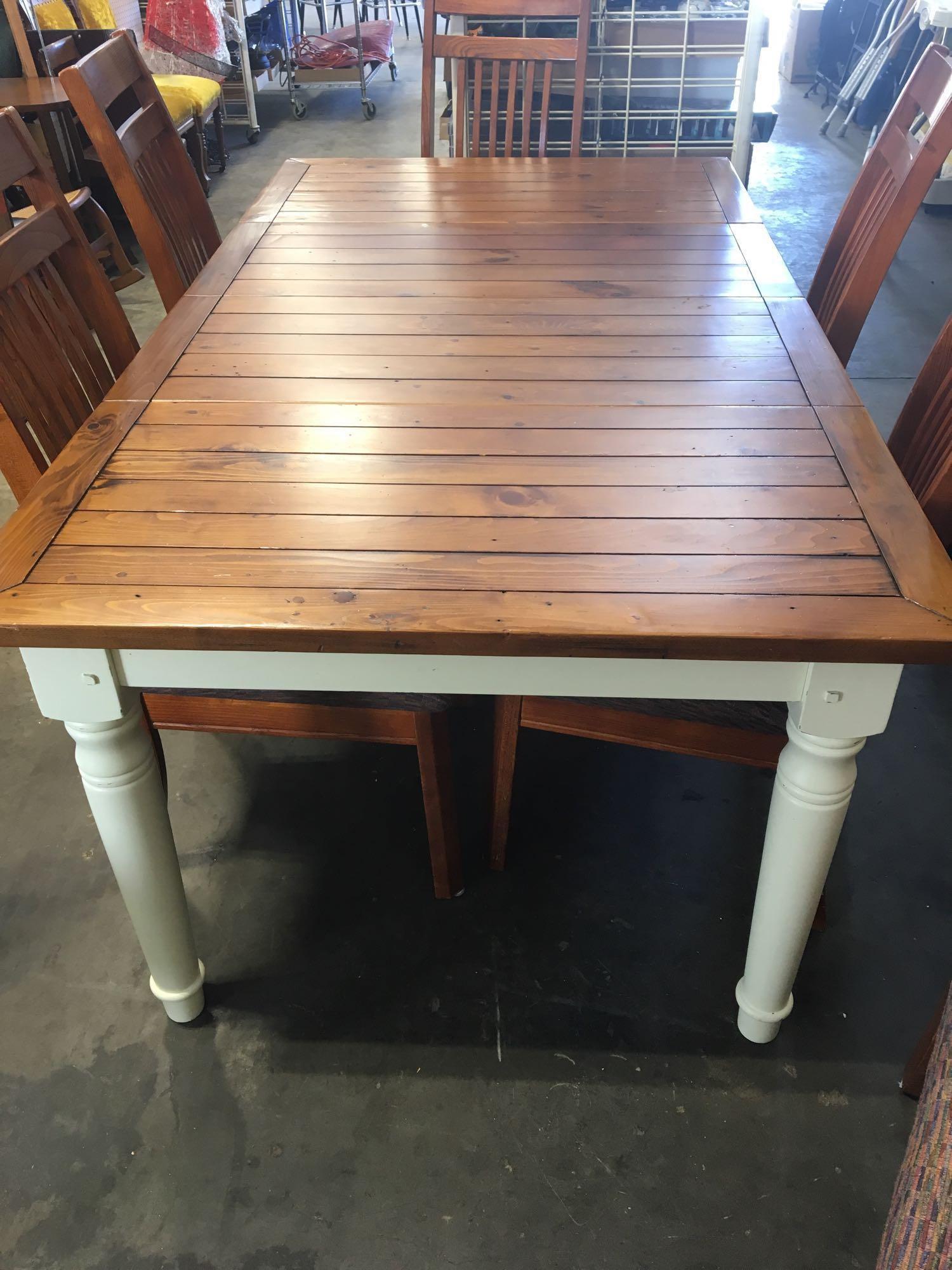 Kitchen/Dining room table/8 matching chairs (table shown with 2 leaf inserts)