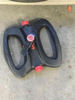 SUNCAST hose reel & garden hose, lawn sprinkler