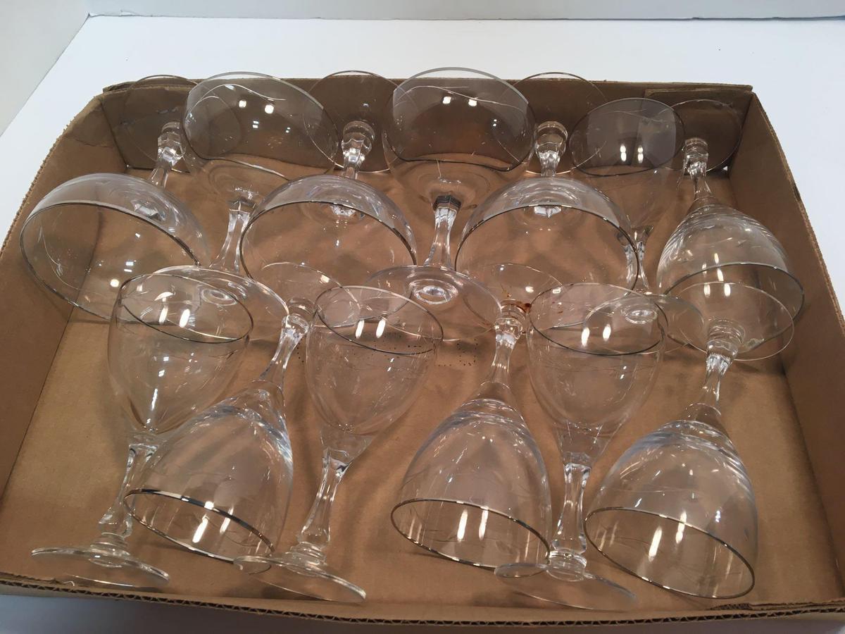 Etched stemware glasses