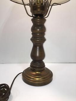 Wood hurricane-style table lamp