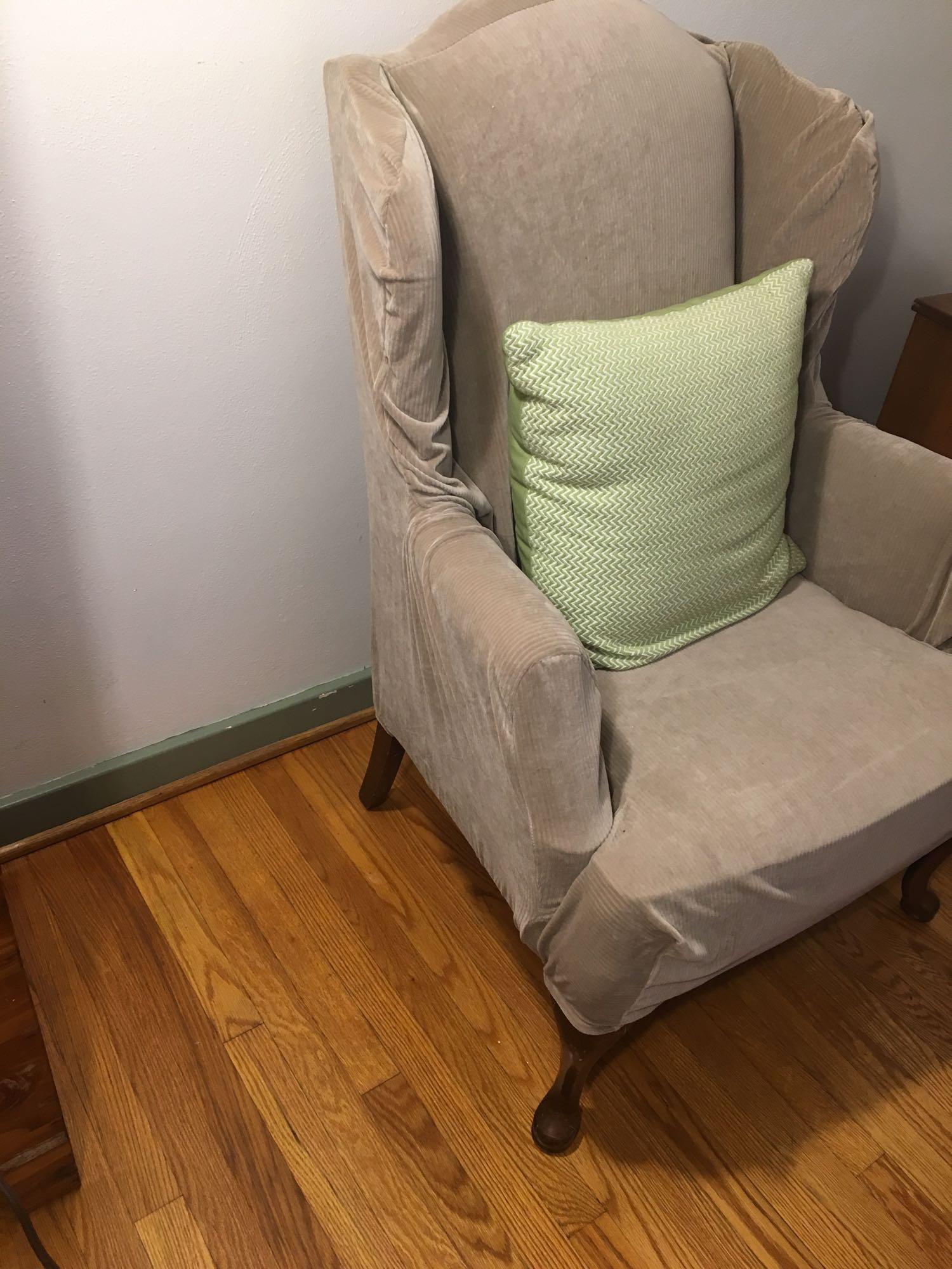 Vintage wingback chair w/ chair cover