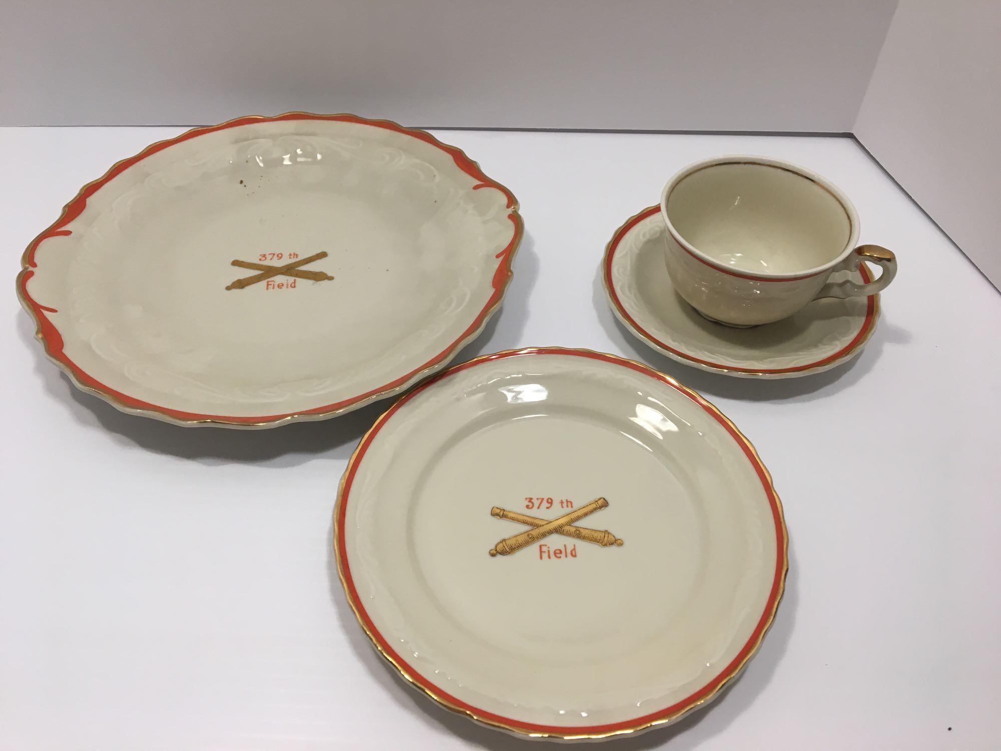 Commemorative dishes by BAVARIA CHINA: 379th Field Infantry (imagery of 2 cannons)