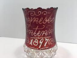 Antique Flash glass vase (WAYNESBORO PA CENTENNIAL 1897)