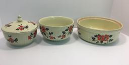HALL'S SUPERIOR bowls (1/lid; red poppy pattern)
