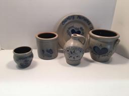 Rockdale Union Stoneware- Always Handmade pig ear crock, plate, jug, more