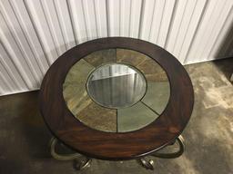 Glass/stone top end table(matches lot 11)