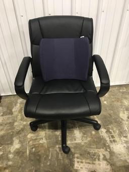 Rolling desk chair/ back support cushion