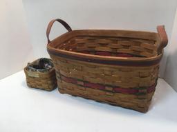 LONGABERGER basket/liner(2004 Dresden Basket,WOODSHOP basket