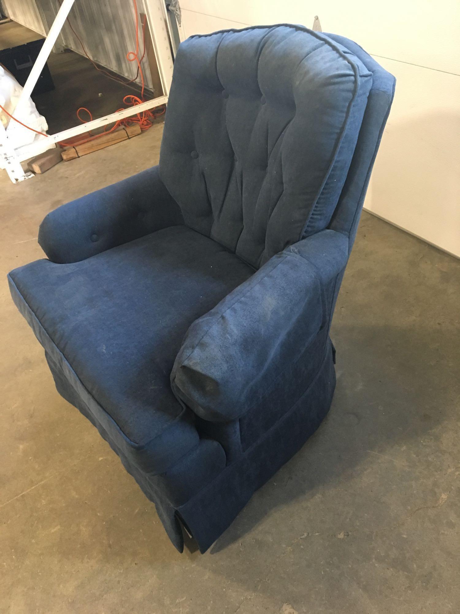 Blue suede rocking/swivel chair(matches lot 22)