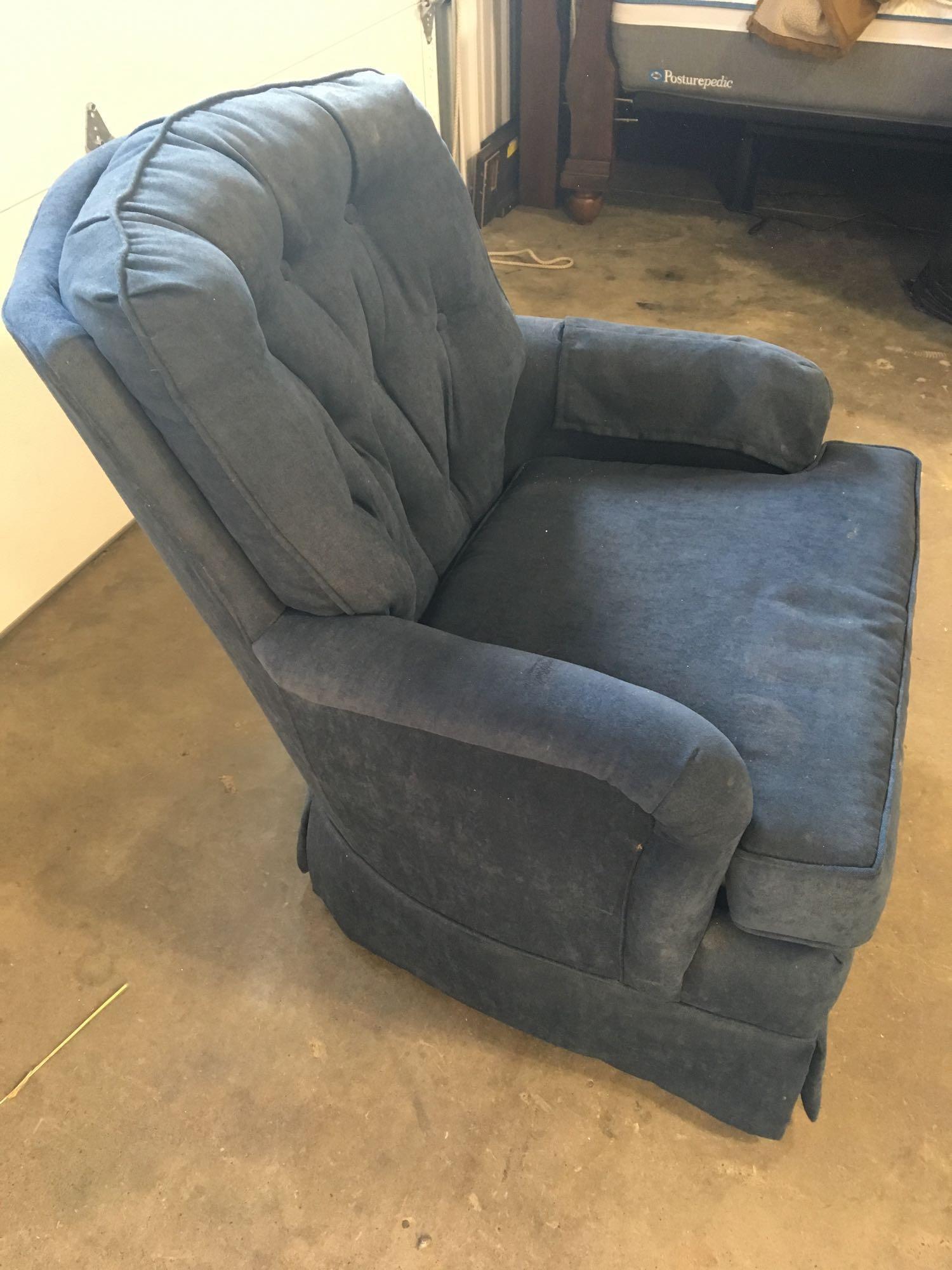 Blue suede rocking/swivel chair(matches lot 22)