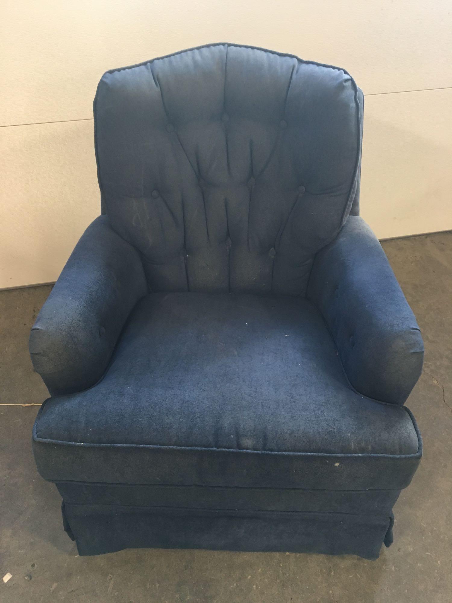 Blue suede rocking/swivel chair(matches lot 21)