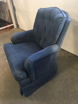 Blue suede rocking/swivel chair(matches lot 21)