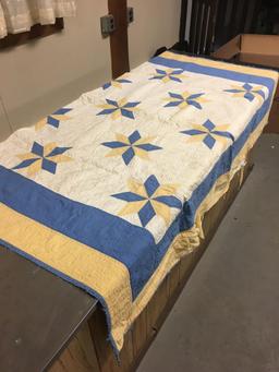 Hand crafted one sided quilt(approximately 68x84;edges frayed)