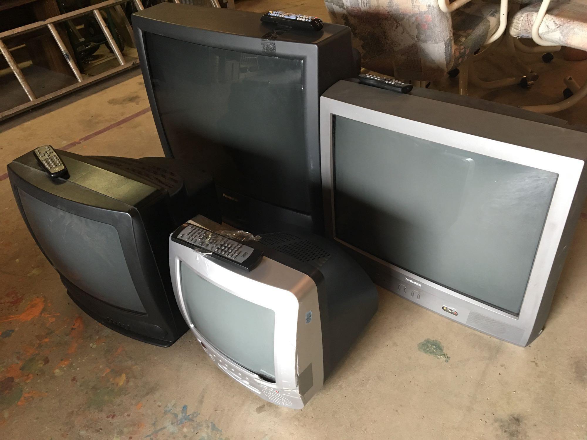 PANSONIC 32 inch TV, TOSHIBA 27" TV, GE 19"TV, COBY 12"TV/DVD player
