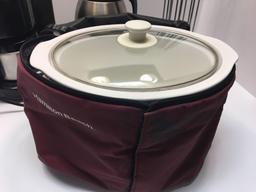 Hamilton Beach crockpot, Cuisinart coffee maker, coffee caraff, K cup rack