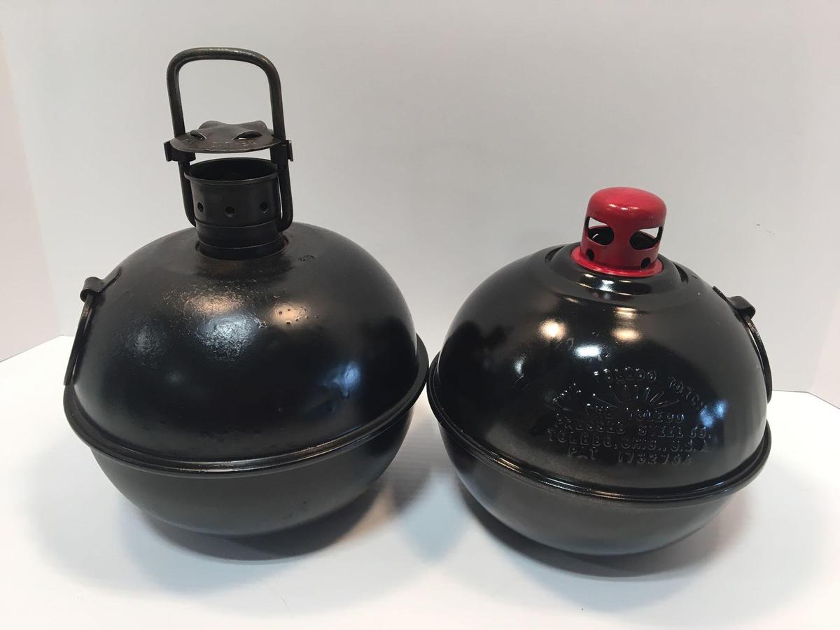 Vintage smudge pots(1- DIETZ-restored ;1-TOLEDO TORCH;(appears unused)