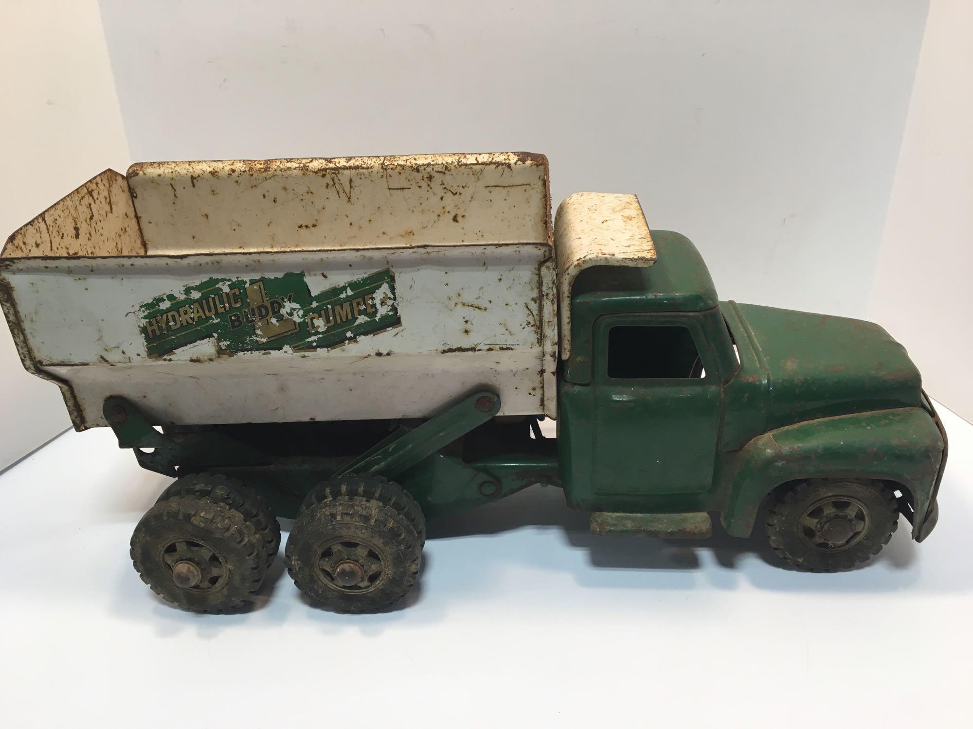 Vintage pressed metal BUDDY L hydraulic dumper