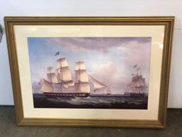 Framed/matted ship picture