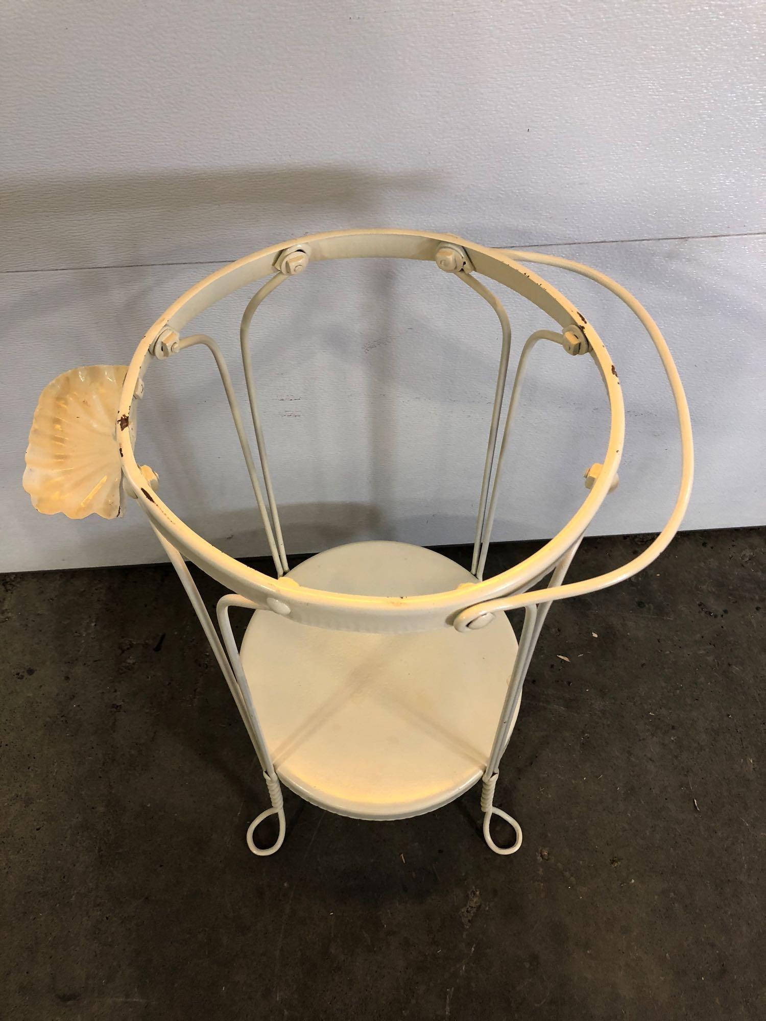 Antique metal wash stand/enamel pitcher and bowl