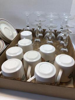 CORELLE Dish set,stemware glasses