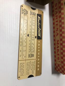 Vintage cardboard egg containers (Hershey's feed store-Myerstown PA) KIMBER CHIK poultry calculator