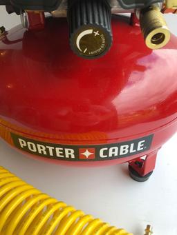 PORTER CABLE 6 gallon 150 psi compressor, slinky air hose