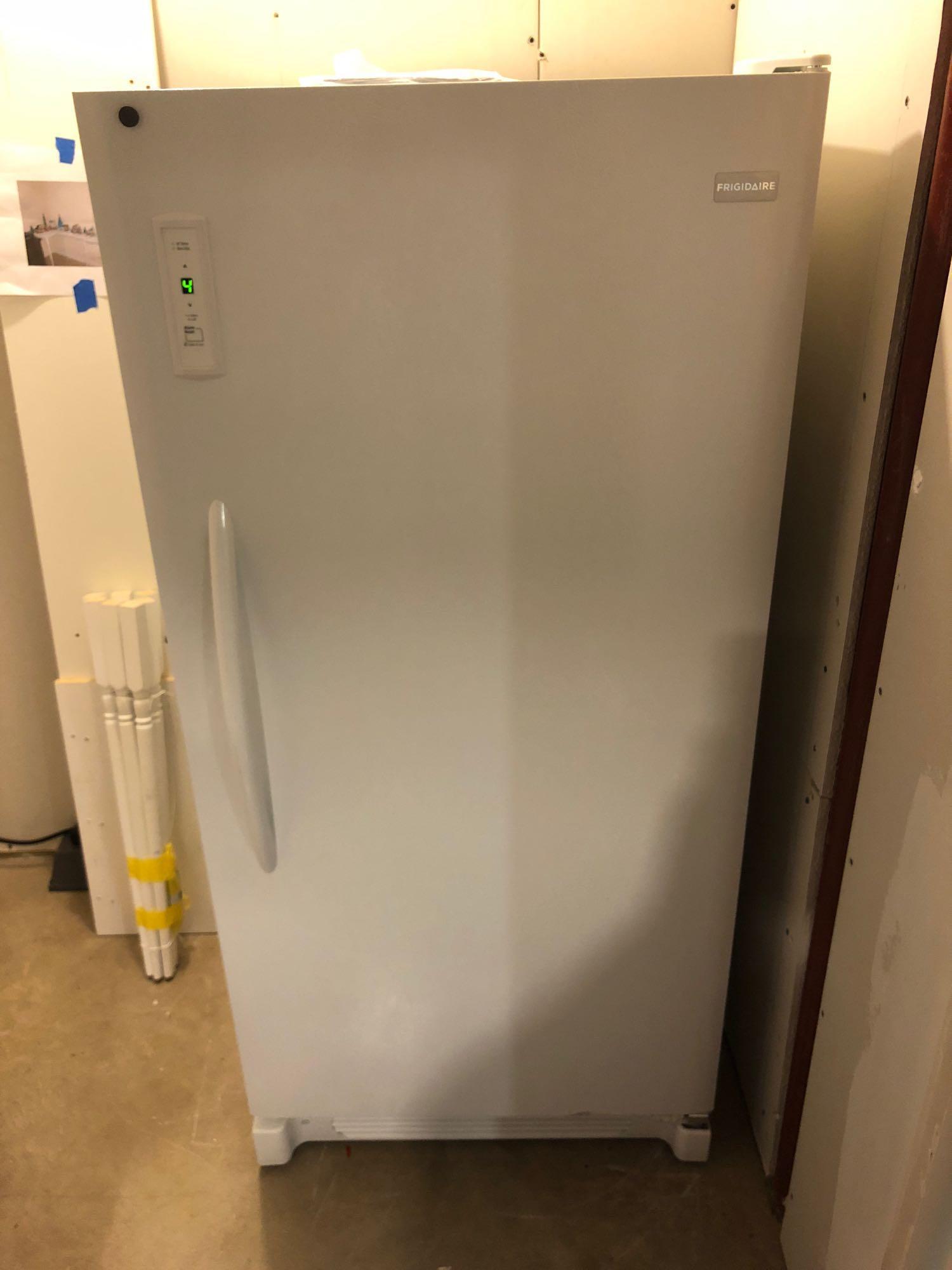 FRIDGADAIRE upright freezer(model LFFU14F5HWS)(contents not included)