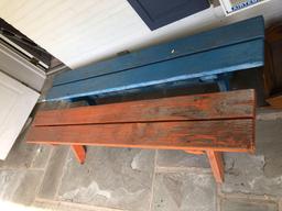 2 wooden benches