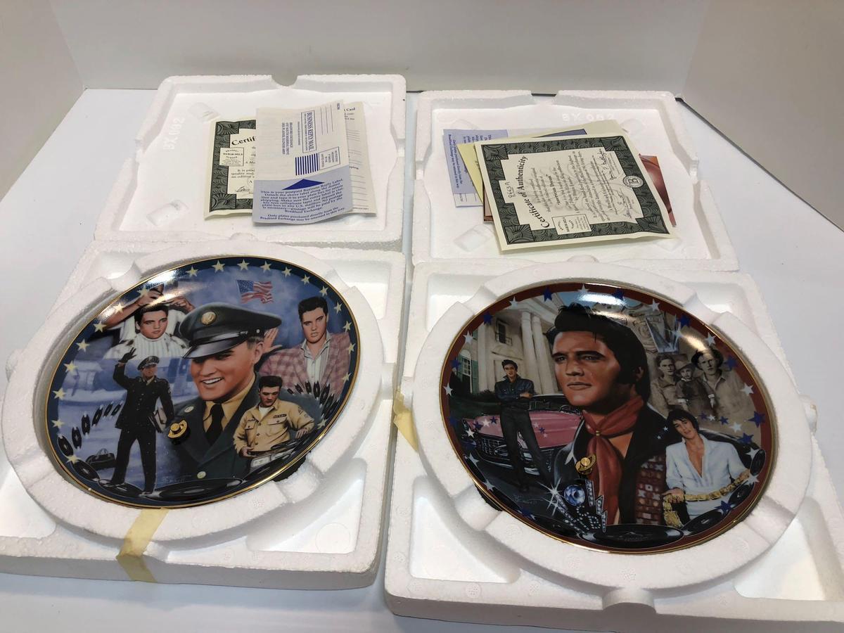 The BRADFORD EXCHANGE Collectible/musical ELVIS plates(American Dream and Red White and GI Blues)