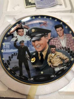 The BRADFORD EXCHANGE Collectible/musical ELVIS plates(American Dream and Red White and GI Blues)