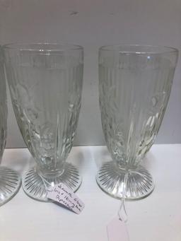 Jeanette glass iris and herringbone depression glass glasses
