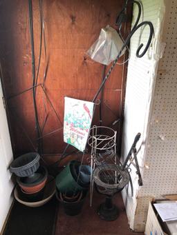 Flowerpots, shepherds hook, flag holders, plant stands, more