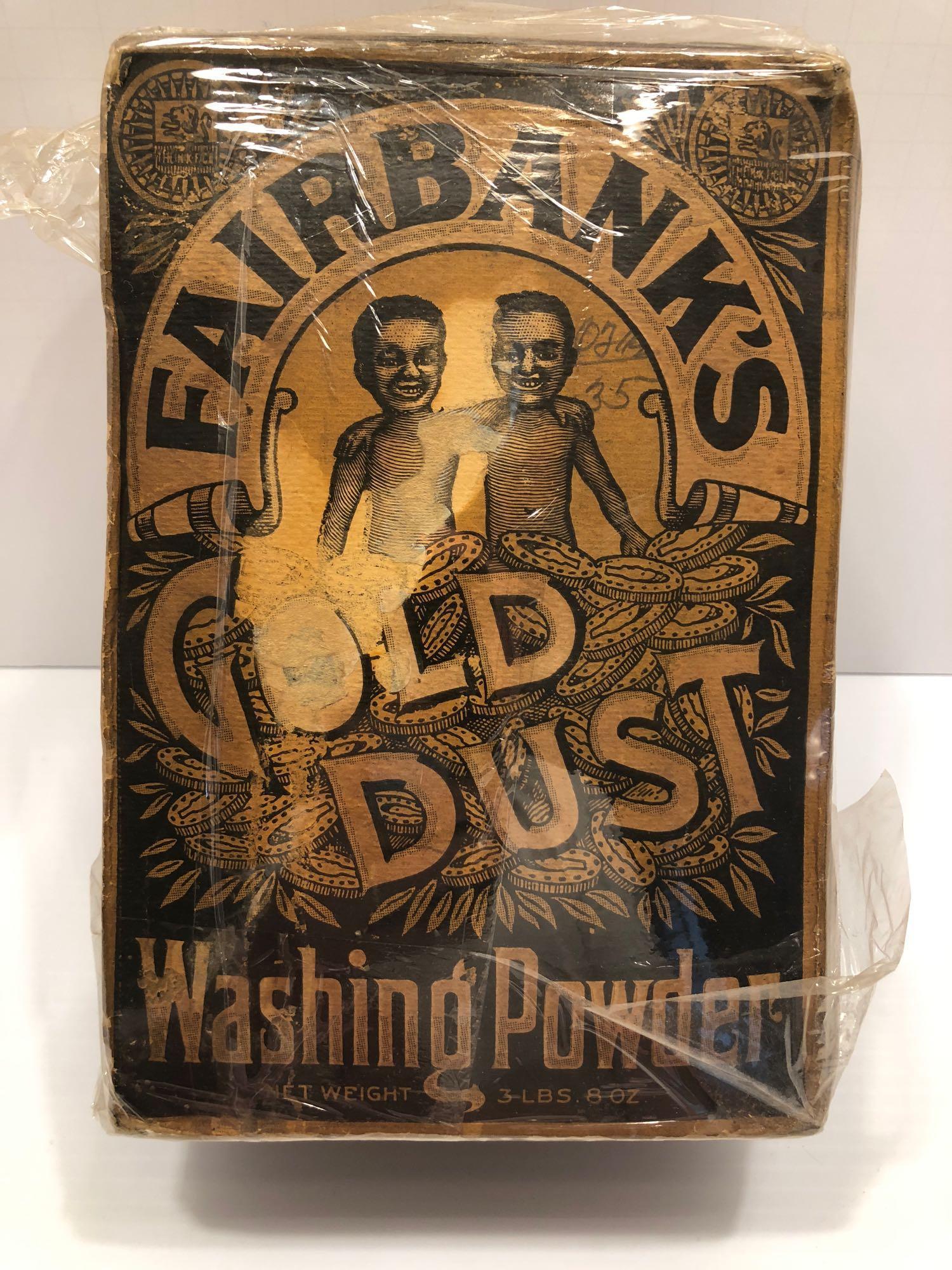 Vintage Unopened 3 lb Box FAIRBANK'S GOLD DUST Washing Powder (Black Americana)