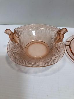 Airedale Terrier Dog Ashtray L. E. Smith Greensburg Pink Depression Glass Ash Tray Scottie Dog Ash