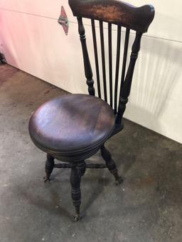 Antique adjustable(spin seat) ball/claw foot piano seat/chair