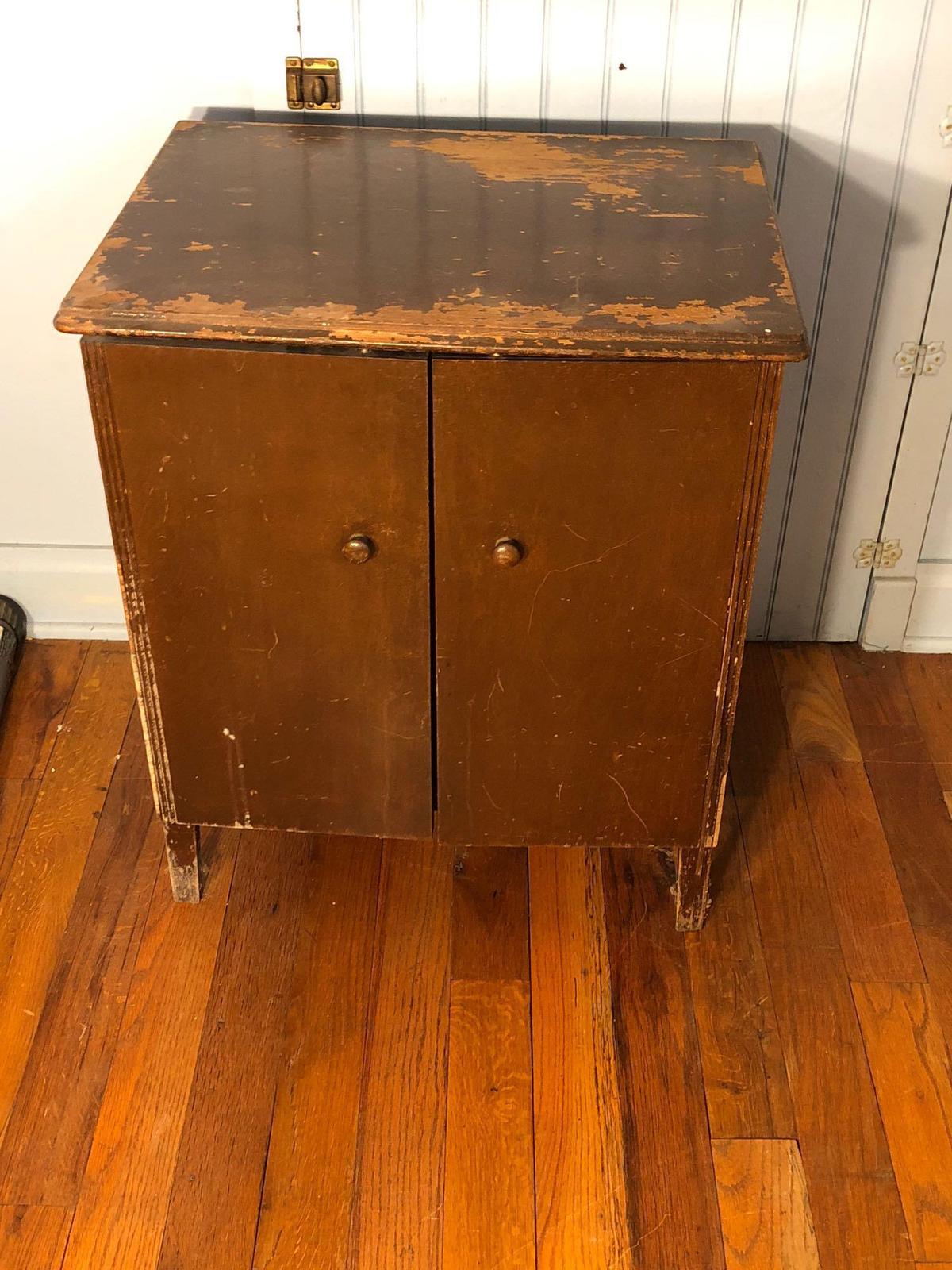 Vintage LP record cabinet