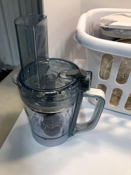 Plastic laundry basket, KITCHEN AID coffee maker,blender and food processor tops(no bottoms)