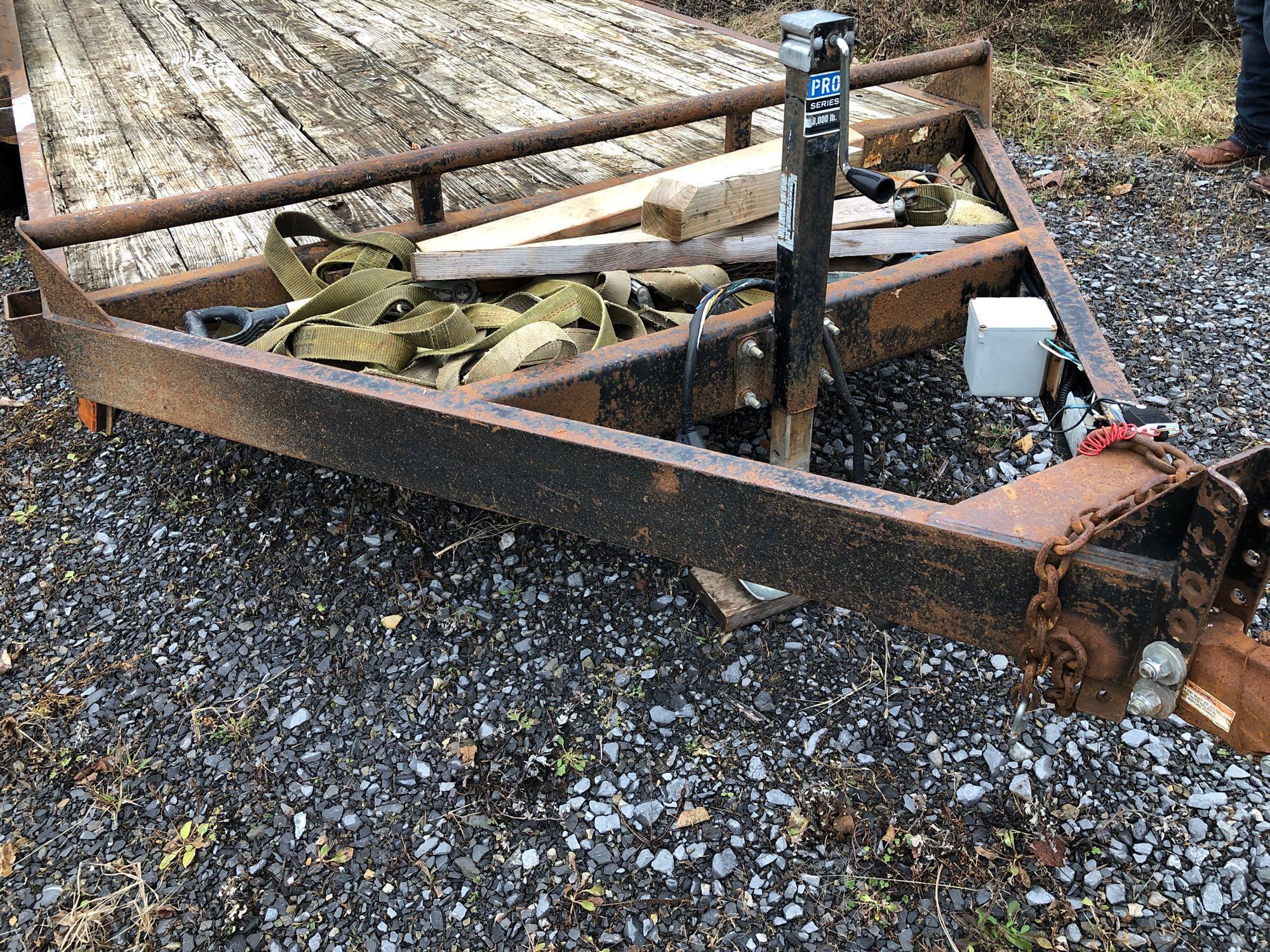 2002 BRI MAR tandem axle skid steer trailer(80'x16' deck;stand up ramp)