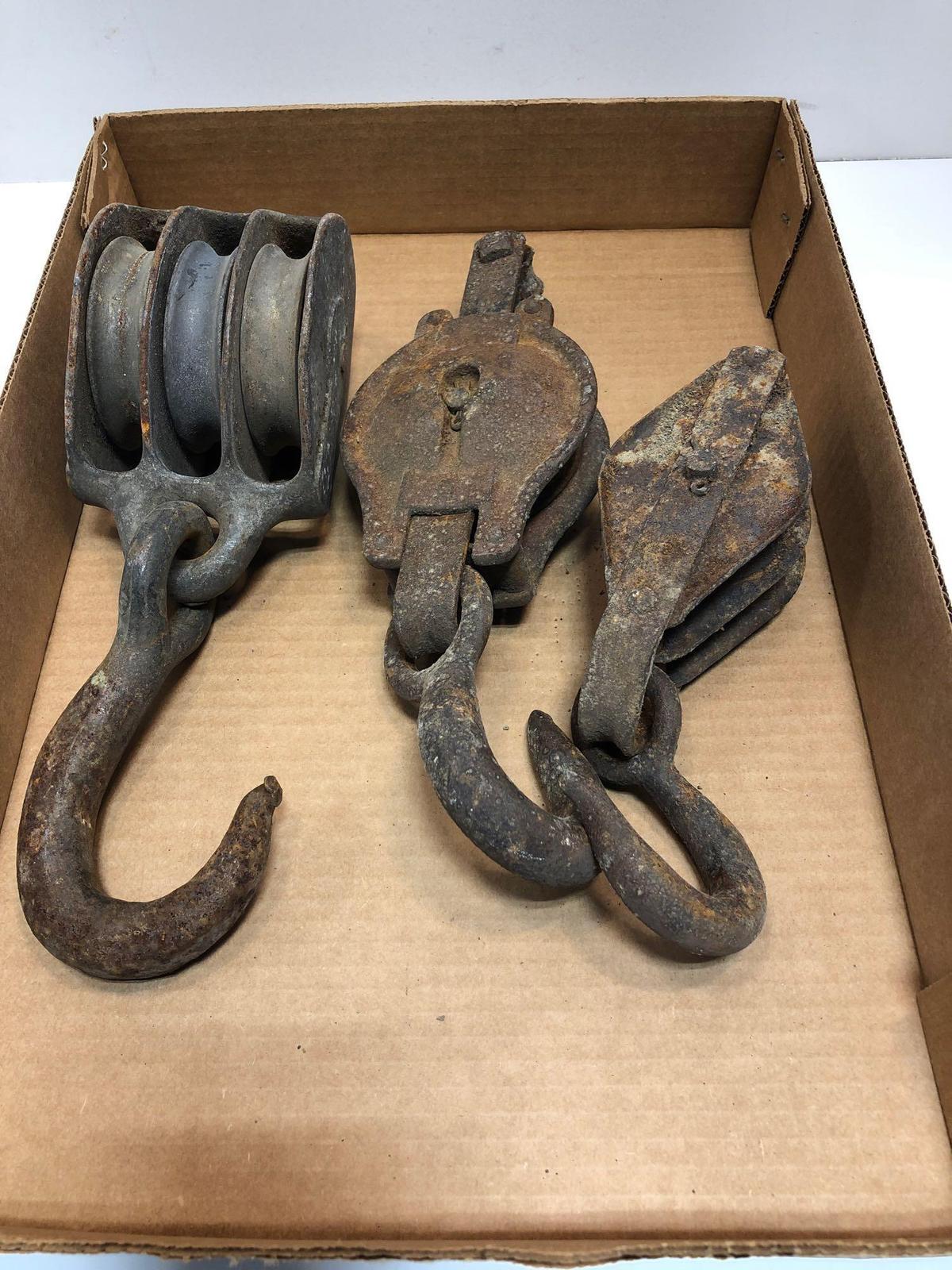 Vintage pulleys/hooks