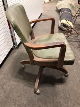 Vintage rolling wooden office chair