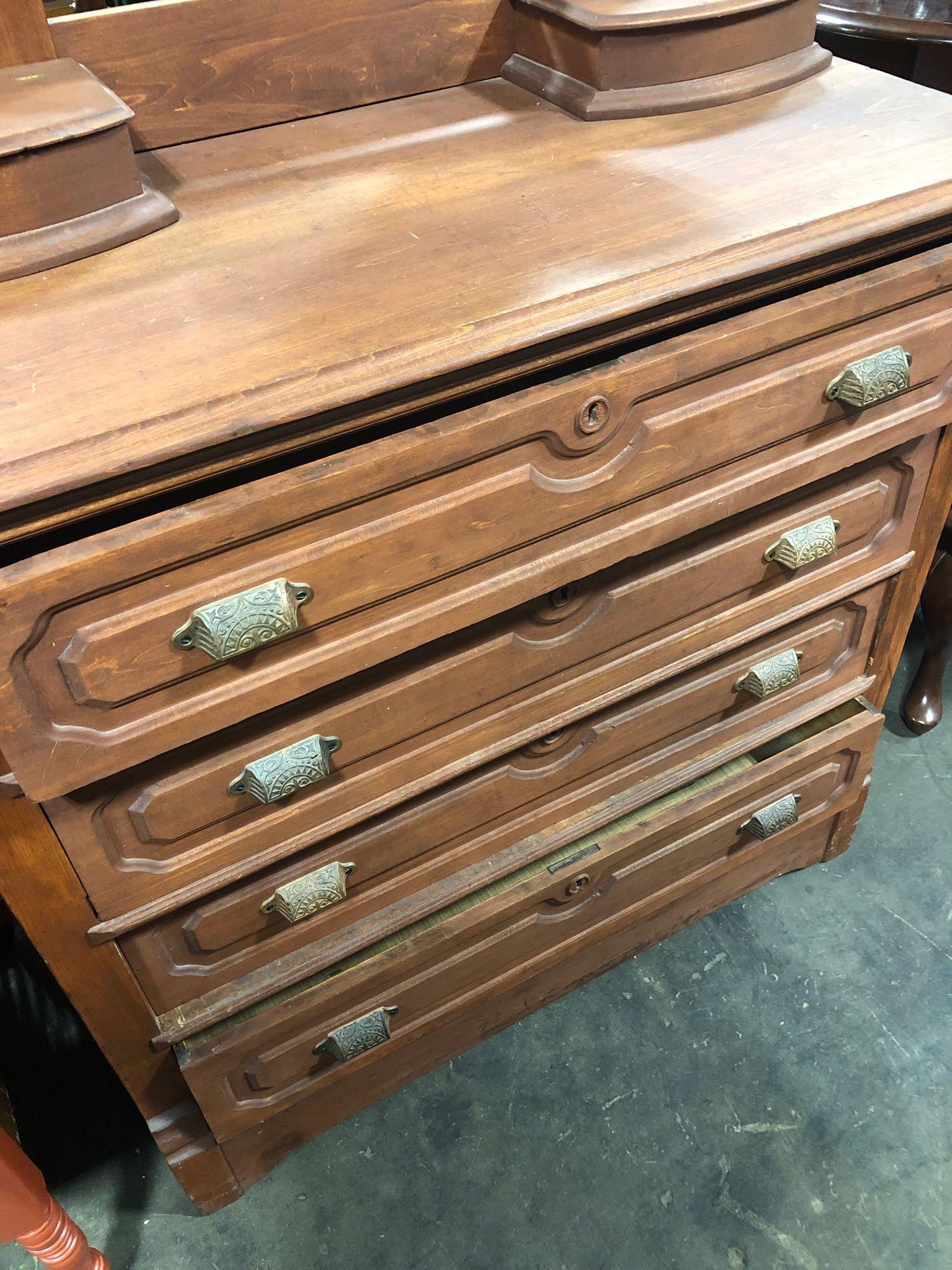 Antique wood dresser w/ mirror