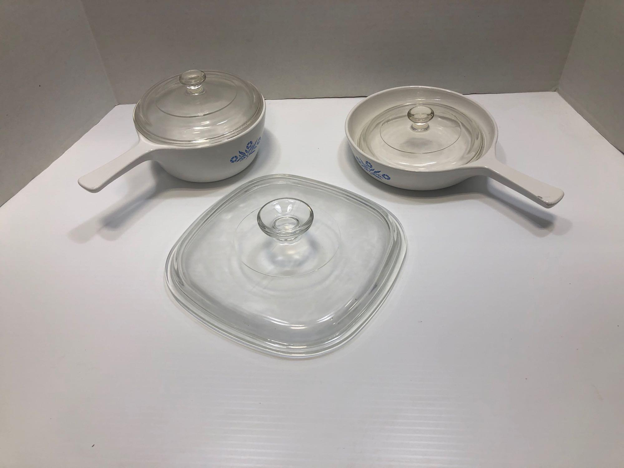 Corningware sauce pans, lids