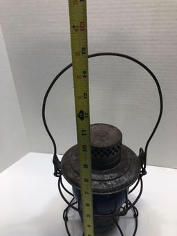 Handlan St. Louis USA Pennsylvania Railroad blue glass lantern