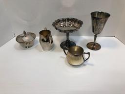 Paul Revere reproduction silver, F.B Rogers silver on copper, WMA Rogers silver: goblet, creamer,