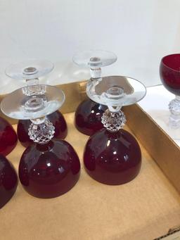 Red and white glass coupette drinkware