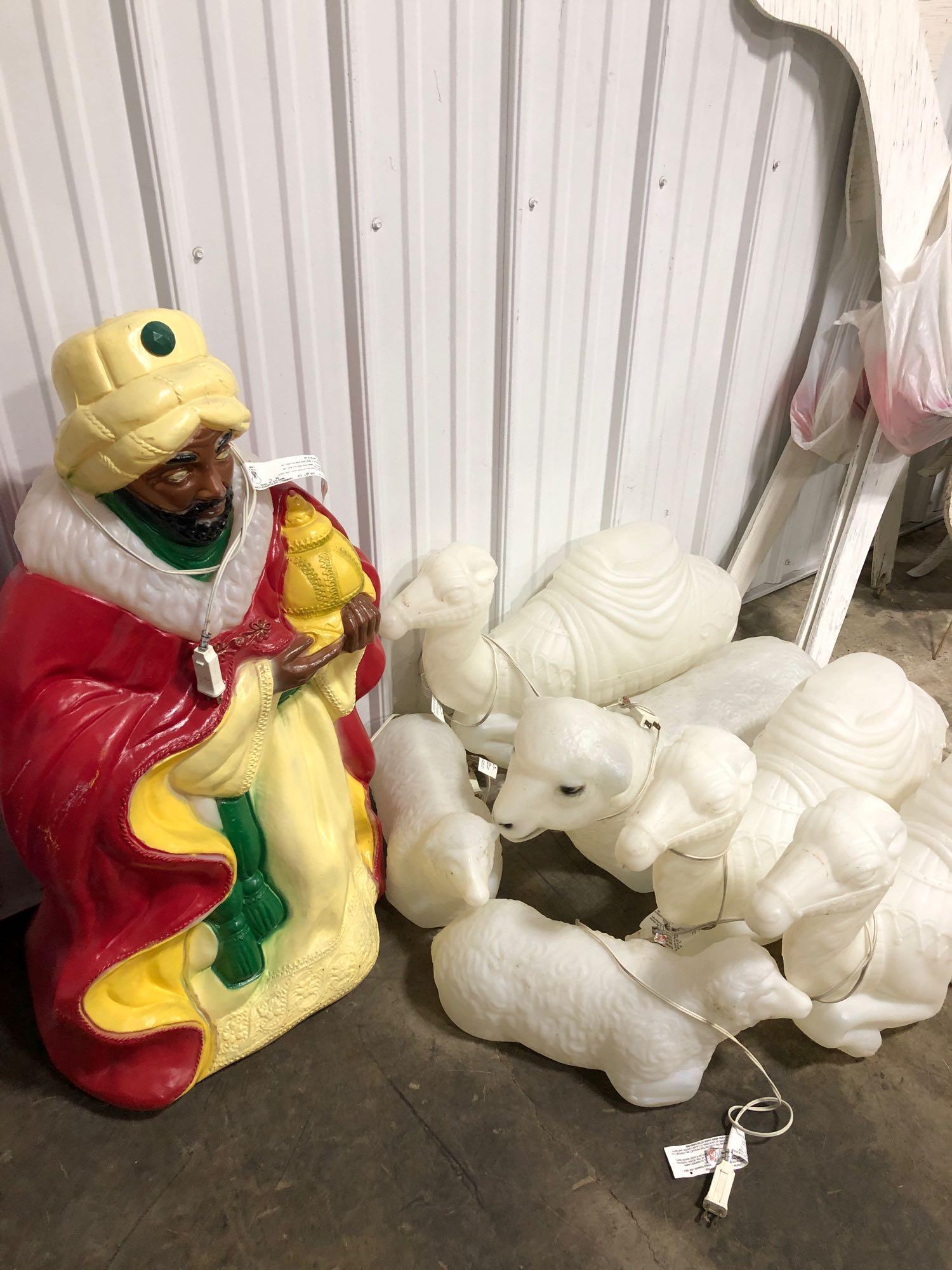 Blow Mold--Mary, Joseph & Baby Jesus,With the Wisemen, Sheep & Camel