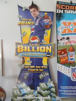 THREE PEPSI CARDBOARD ADVERTISEMENTS INCLUDING JEFF GORDAN AND SUPER XL1 AP